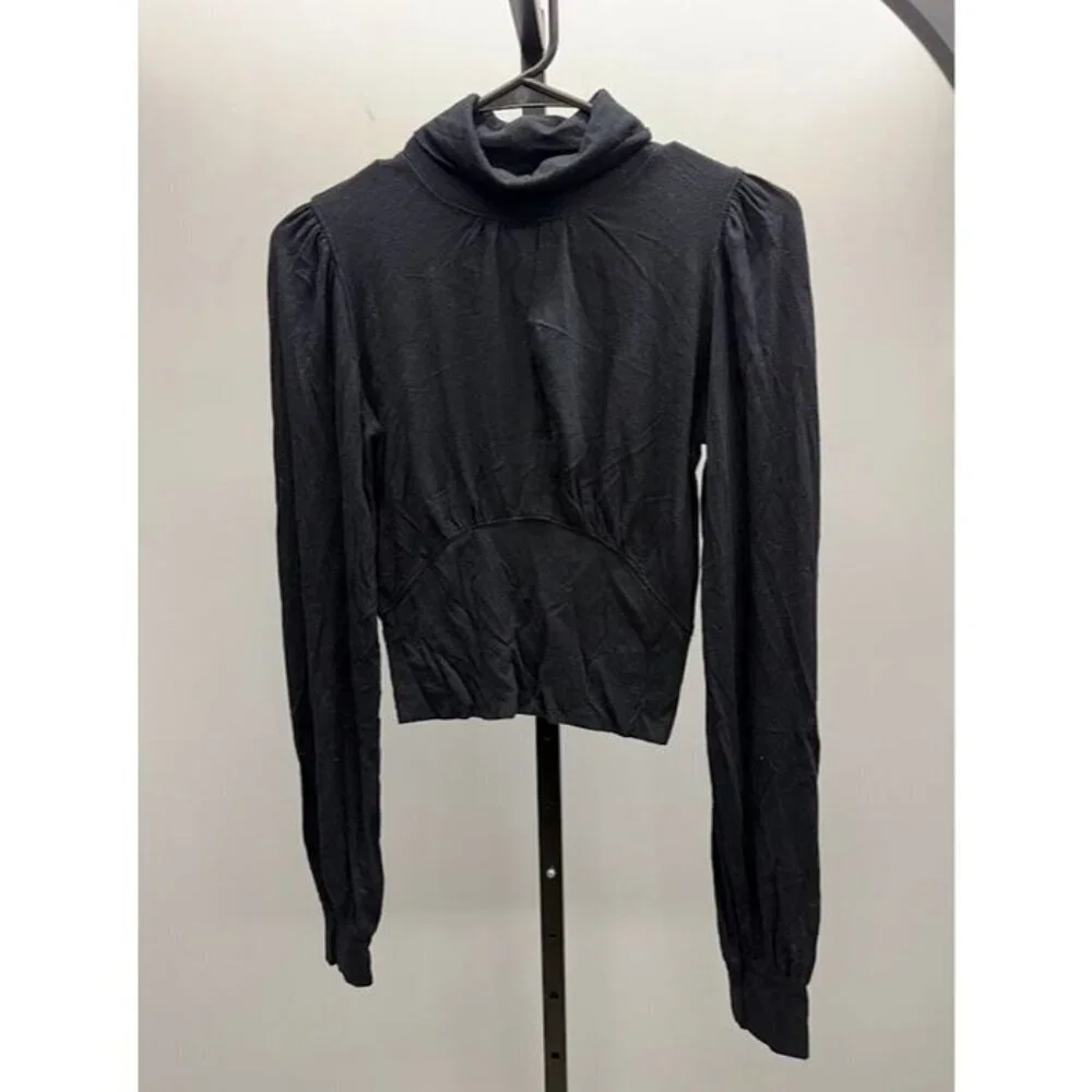 Free People First Love Long Sleeve Black Top